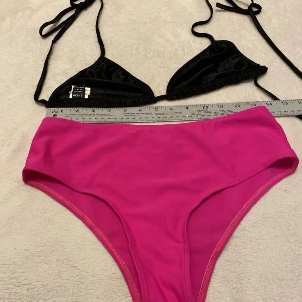SHEIN Black and Hot Pink Bikini Set